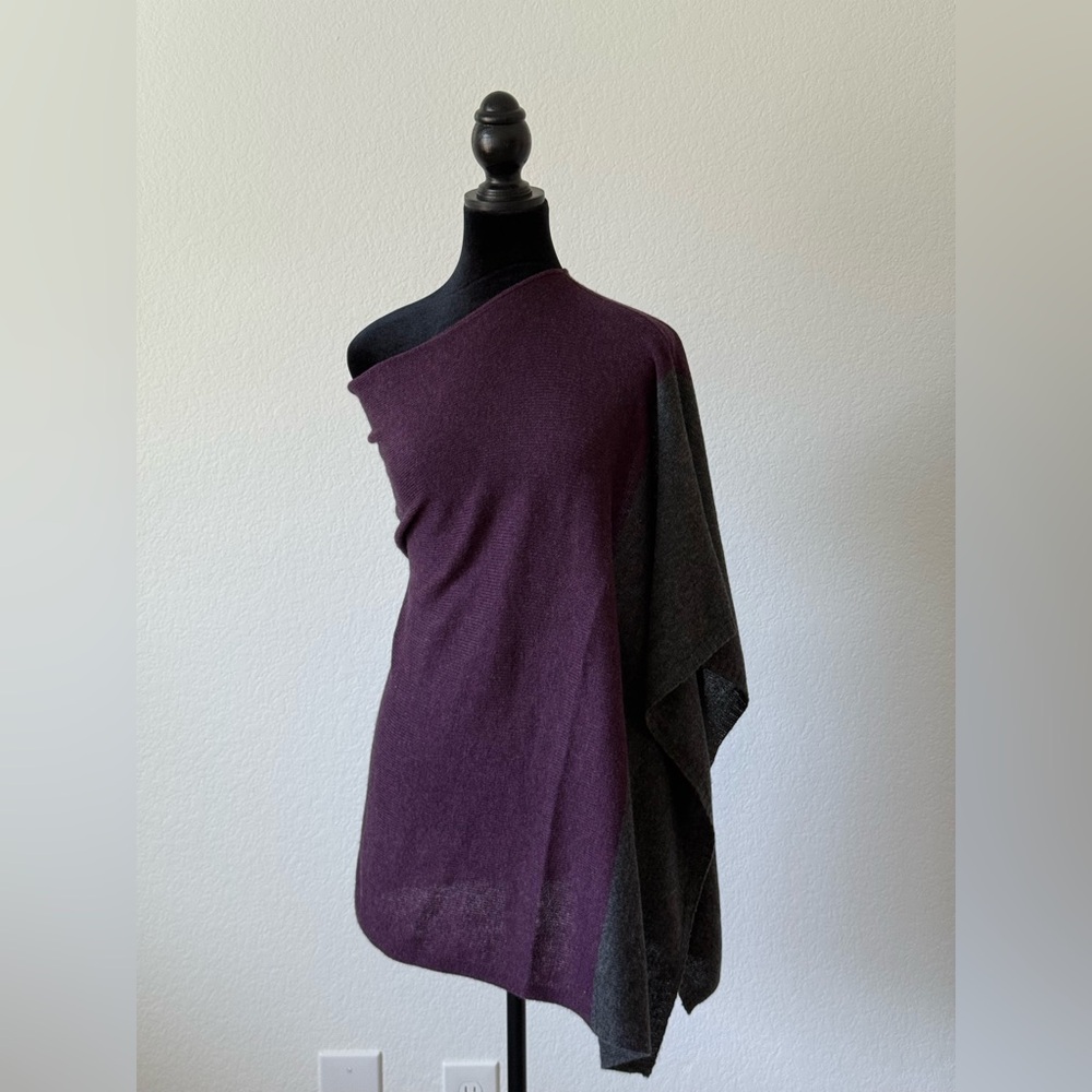 Vintage Celeste Wool and Cashmere Blend Poncho in Purple and Black